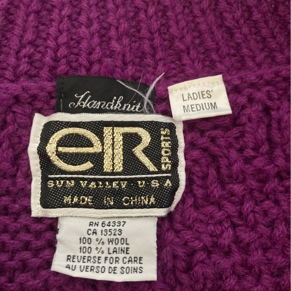 Vintage EIR Sun Valley Handknit Cable-knit Wool Pullover Sweater Sz M - Picture 6 of 10